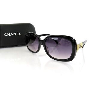 CHANEL Black Sunglasses with Gold Detail